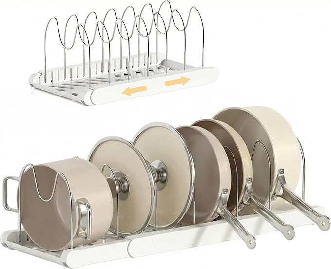 Expandable Pots and Pans Organizer Under Cabinet, 7 Stainless Steel Dividers by TOMSHUB