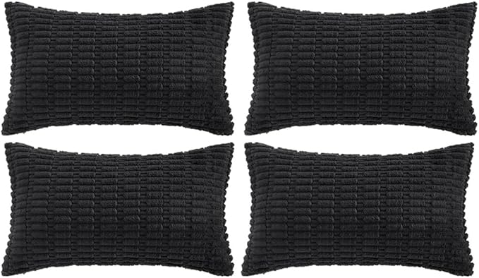 Fancy Homi 4 Packs Boho Black Decorative Throw Pillow Covers 12x24 Inch by Fancy+Homi