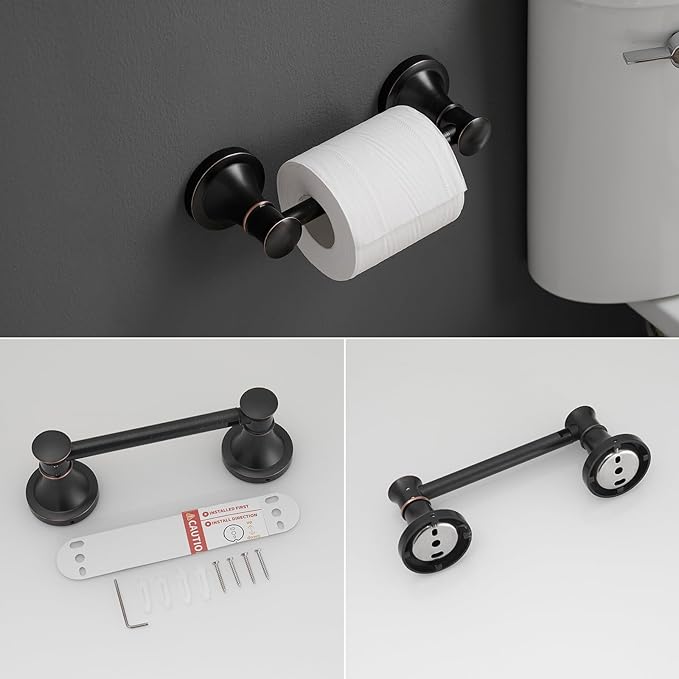 RUMOSE Toilet Paper Holder and Hand Towel Ring Oil Rubbed Bronze Wall Mount