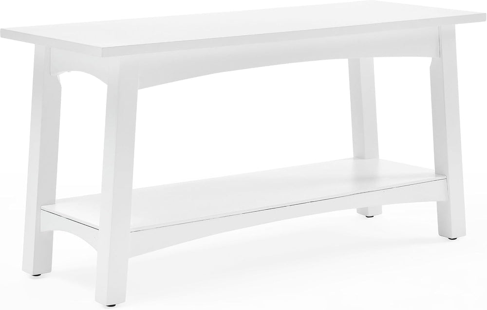 Alaterre Furniture Craftsbury Entryway Bench with Storage Shelf, White, 36”