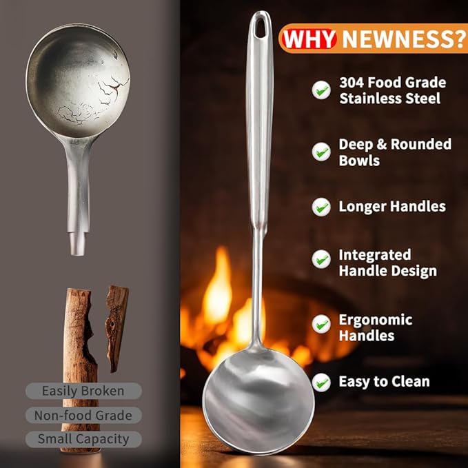 Deep Stainless Steel 13.7 Inches Newness Soup Ladle, Resilient 304 Stainless - Image 3