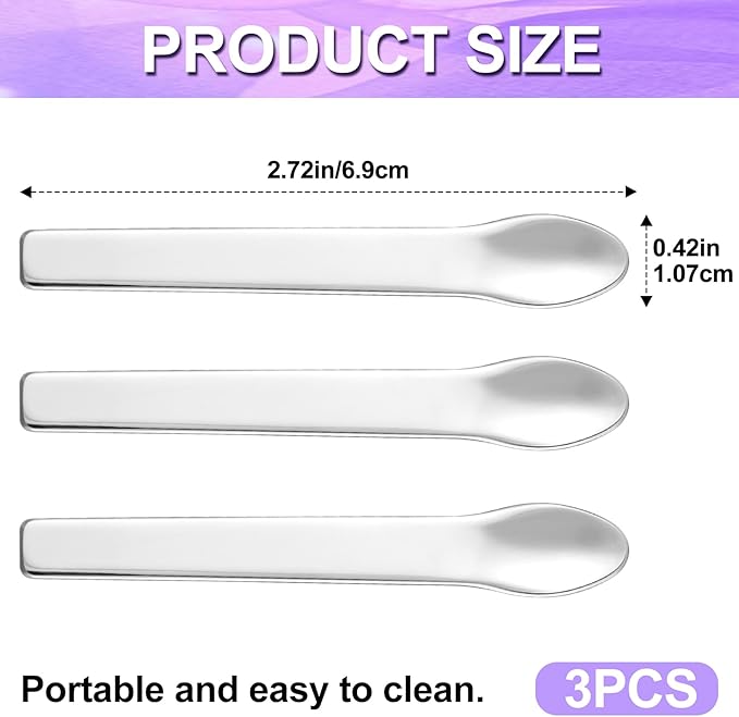 Pndeyo 3pcs Mini Stainless Steel Makeup Spatula, Reusable Cosmetic Cream - Image 2