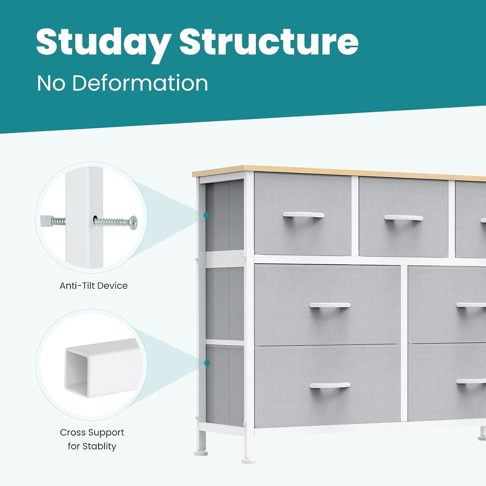 OLIXIS 7 Drawer Fabric Dresser, Storage Tower for Bedroom and Closet