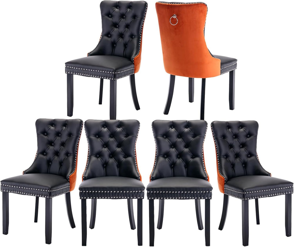 Dining Chairs Set of 6, Upholstered Tufted Dining Room Chairs with High Back,...