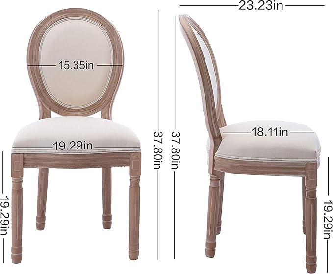 Nrizc French Dining Chairs Set of 6, French Country Dining Chair, Vintage Far...