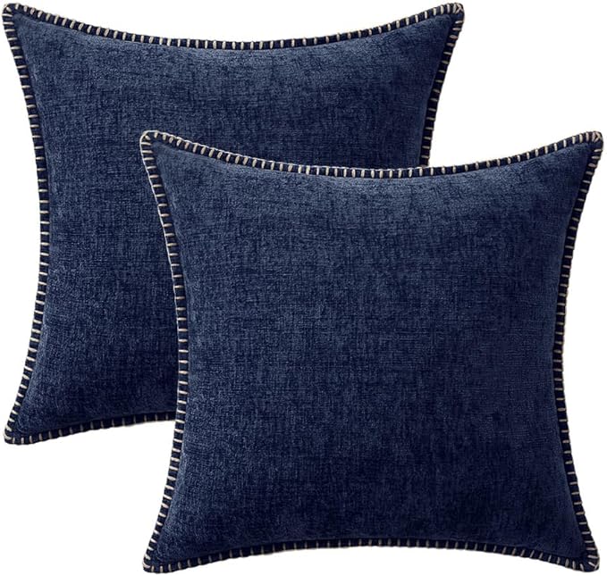 MIULEE Pack of 2 Couch Throw Pillow Covers 16x16 Inch Navy Blue Farmhouse - Image 6