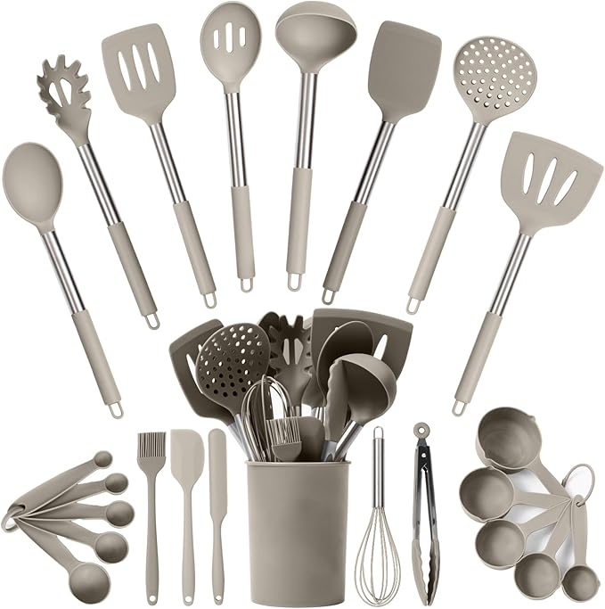 Silicone Kitchen Utensils Set 24 Pieces 450 °F Heat Resistant by CulinaryCouture