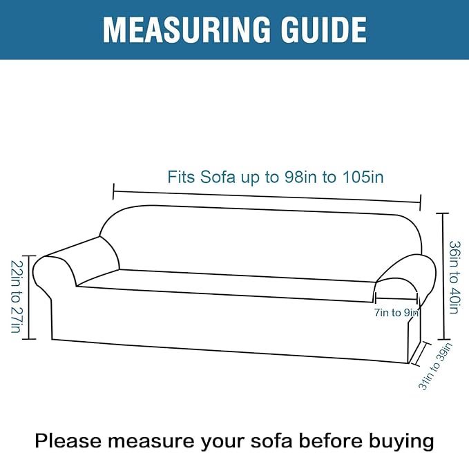 H.VERSAILTEX Stretch Velvet Sofa Covers Large Couch Covers Furniture Protector - Image 2