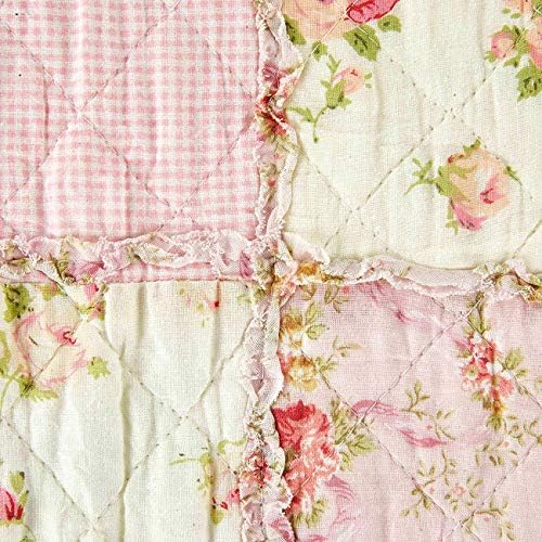 Cozyholy Original 100% Cotton Quilt Pink Floral Patchwork Quilts Quilted Thro...