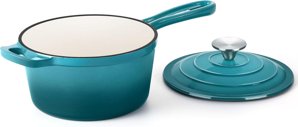 HaSteeL 3 QT Cast Iron Saucepan, Enamel dutch oven