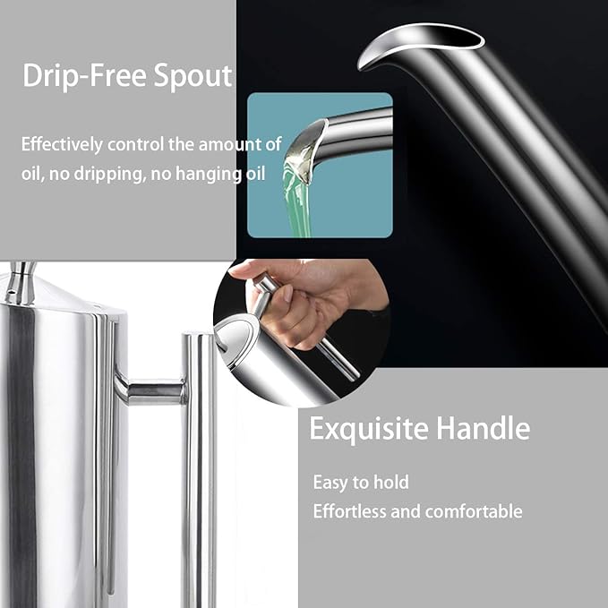 Sumerflos Olive Oil Dispenser Bottle Stainless Steel, 500ml/17oz Drip-Free - Image 5