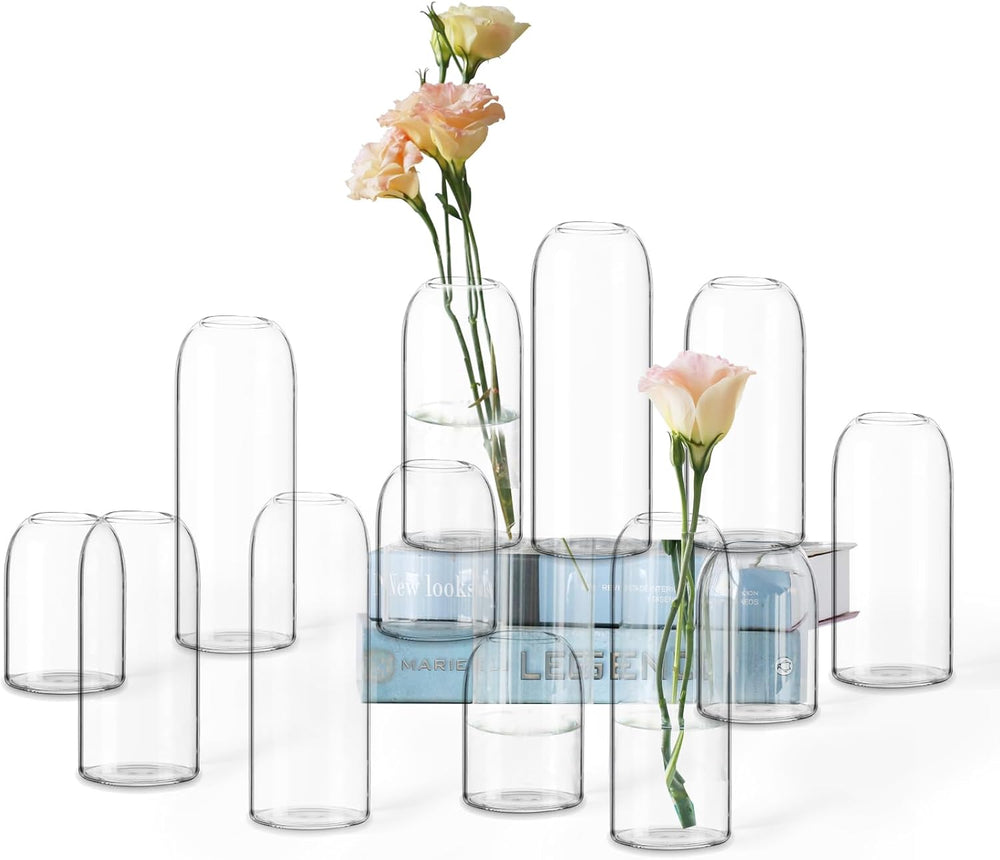 Etolies Glass Bud Vases in Bulk Set of 12, Clear Small Vases for Flowers,Mode...