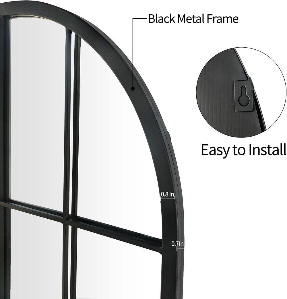 OUSHUAI Black Arched Mirror Set of 2,Window Pane Mirror for Wall Decor,Farmho...