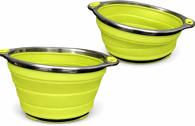 Oneida 8 inch Color Burst Stainless Steel Silicone Collapsible Colander Strainer - Image 3