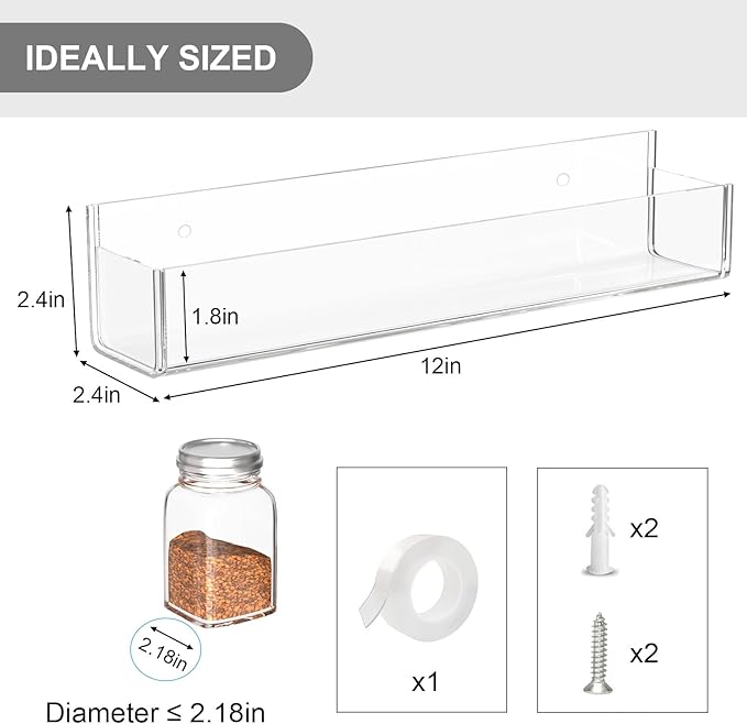 PMMASTO Adhesive Acrylic Spice Rack Organizer - Image 4