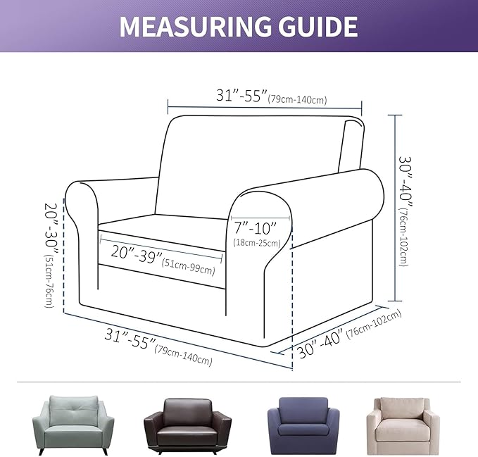 Joccun Stretch Chair Couch Cover, 1-Piece Sofa Slipcover Spandex Jacquard - Image 2