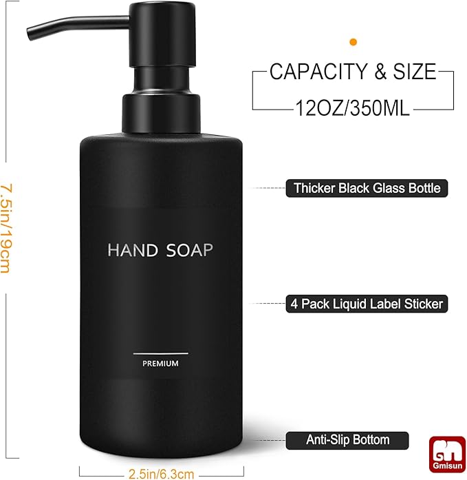 GMISUN Black Soap Dispenser, Hand Soap Dispenser Bathroom, Hand and Dish - Image 2