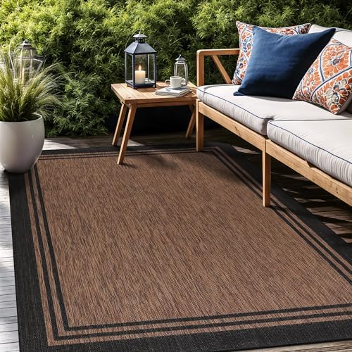 Luul Home Bordered Outdoor Rug 5x7 Washable Outside Carpet for Indoor Patio P...