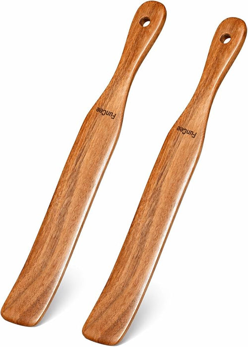 2 Pack Wooden Spurtle for Sourdough Starter, Reaching Bottom of Jar, Dough Whisk by FunCee