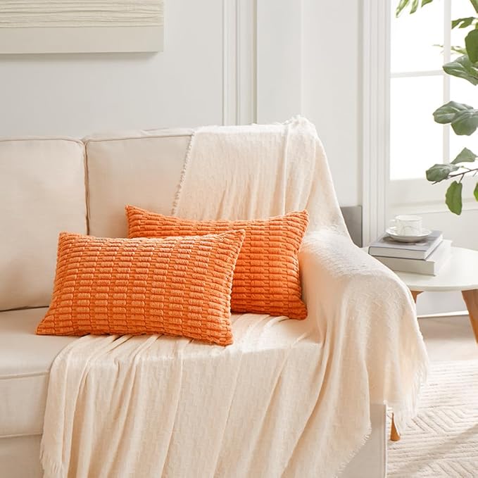 Fancy Homi 4 Packs Orange Fall Decorative Throw Pillow Covers 16x24 Inch - Image 6
