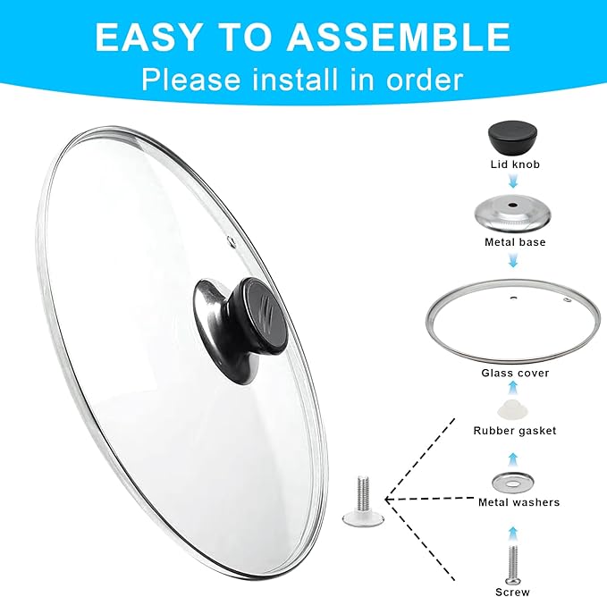 Glass Lid for Frying Pan Tempered Glass Pot Lid - Image 2