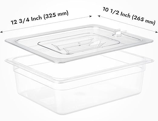CURTA 6 Pack NSF Notched Food Pan Cover, 1/2 Size Clear Polycarbonate Lid - Image 2
