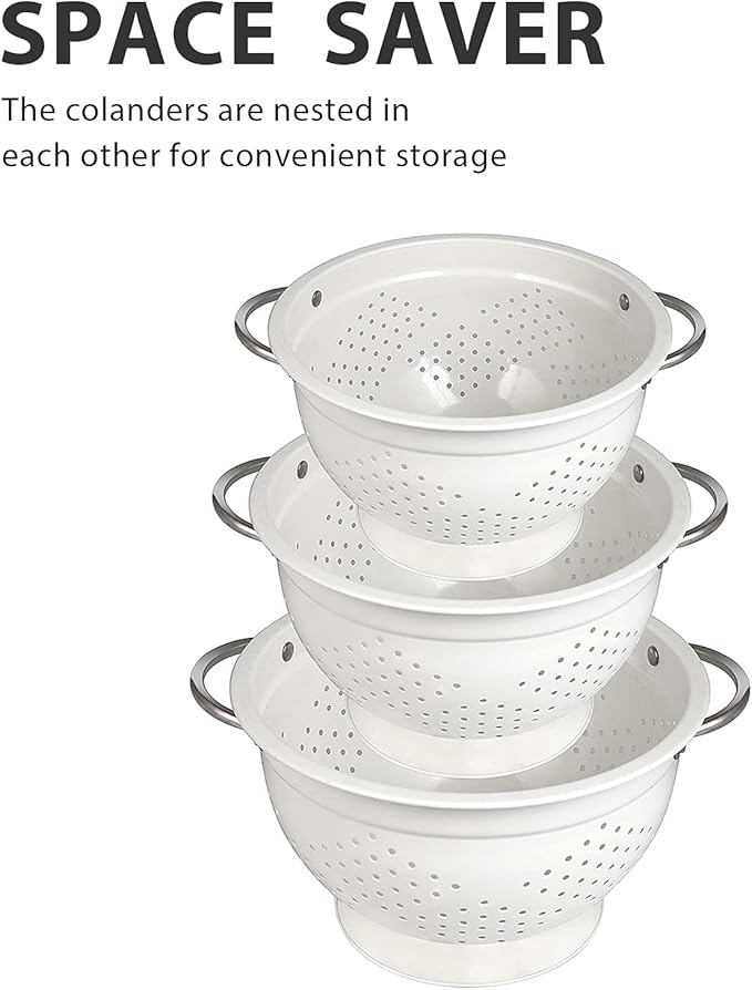 Hillbond Colander Set for Kitchen, 5 Qt Stainless Steel Handle Food Strainers - Image 9