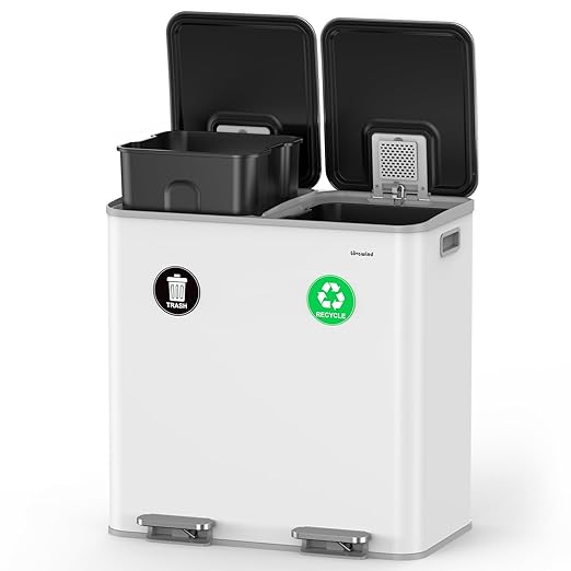 Lovewind 2×11.5 Gallon Dual Trash Can, Stainless Steel Dual Garbage and by LOVEWIND