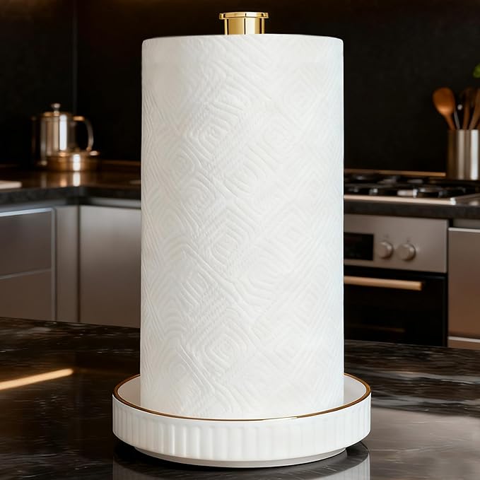 VROOMIUM Paper Towel Holder Countertop, Fits Double to Family Rolls, Elegant by VROOMIUM-BETTERDESIGN