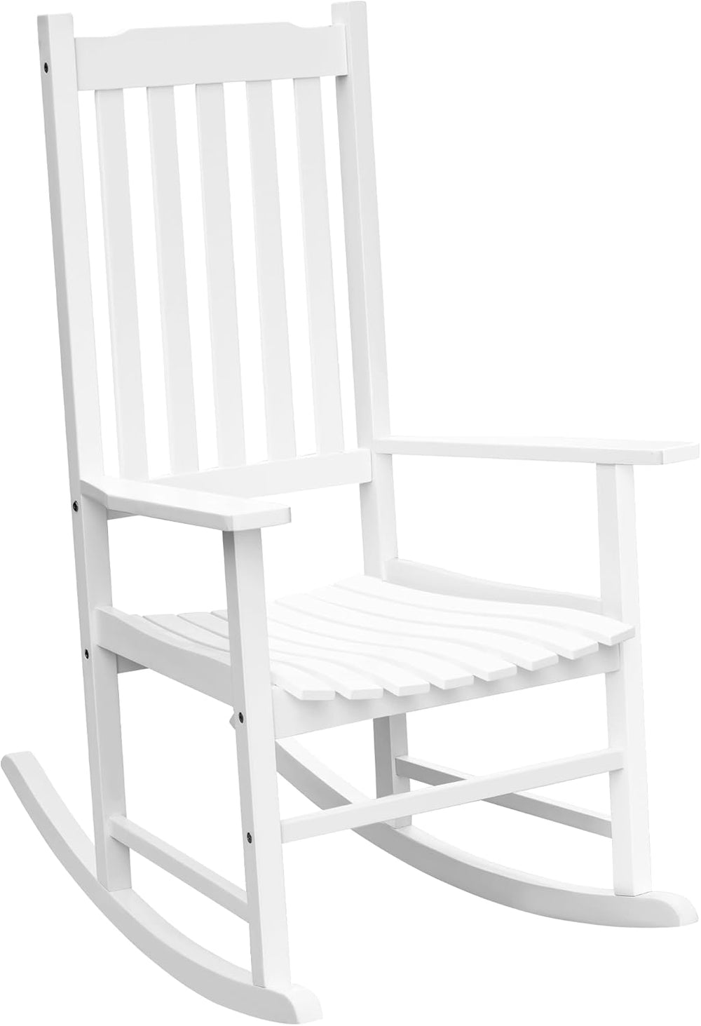 Flamaker Acacia Wooden Rocking Chair Outdoor Rocking Chair (White)
