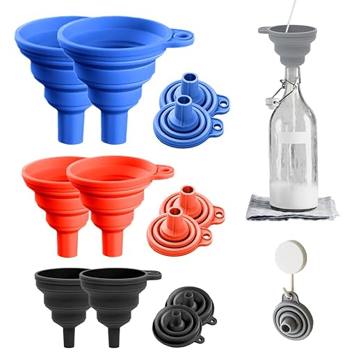 6 Pack Kitchen Funnel Set, 2025 New Food Funnel Silicone Collapsible Funnels by JUDUNA