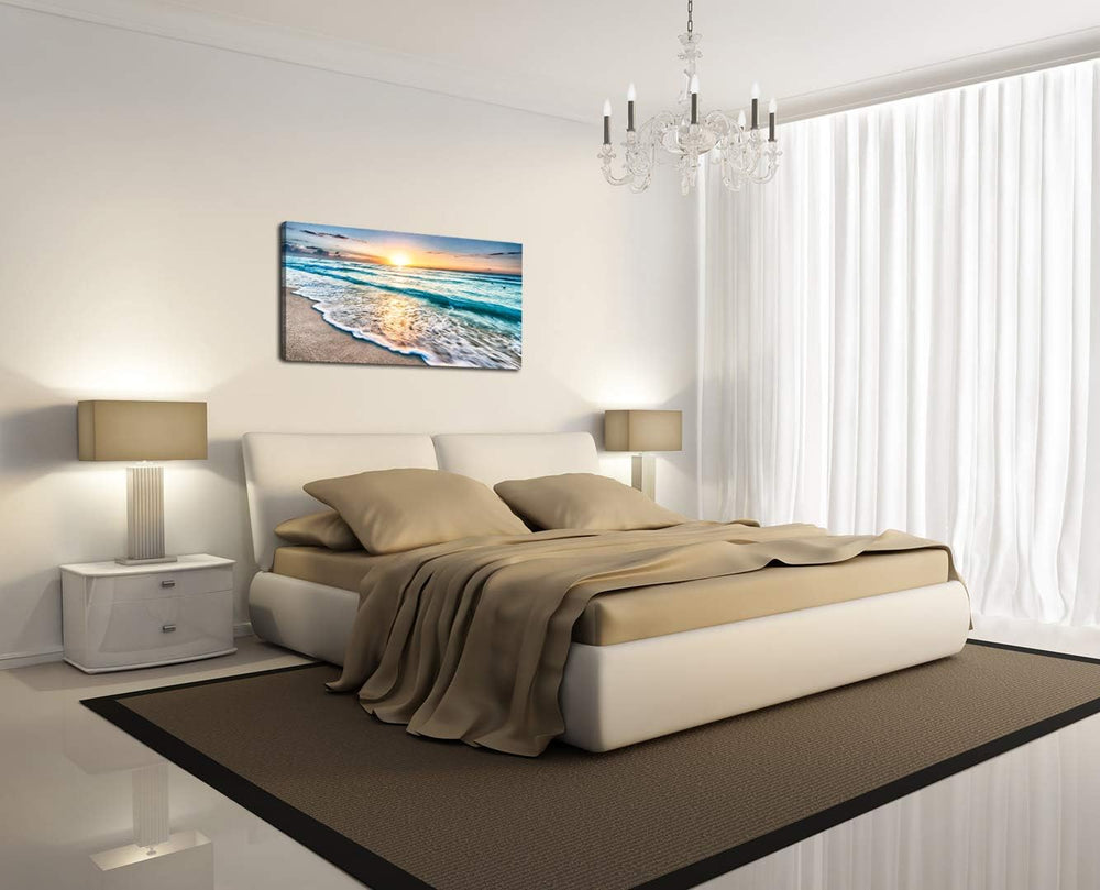 Baisuart S02250 Canvas Prints Wall Art Beach Sunset Ocean Waves Nature Pictur...