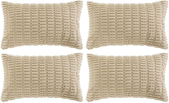 Fancy Homi 4 Packs Tan Decorative Throw Pillow Covers 14x24 Inch by Fancy+Homi