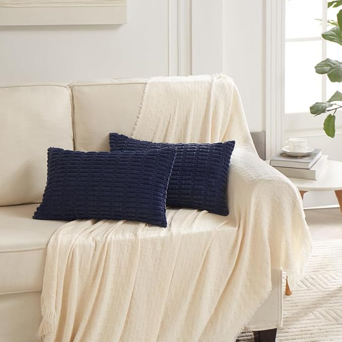 Fancy Homi 4 Packs Navy Blue Decorative Throw Pillow Covers 14x24 Inch - Image 6