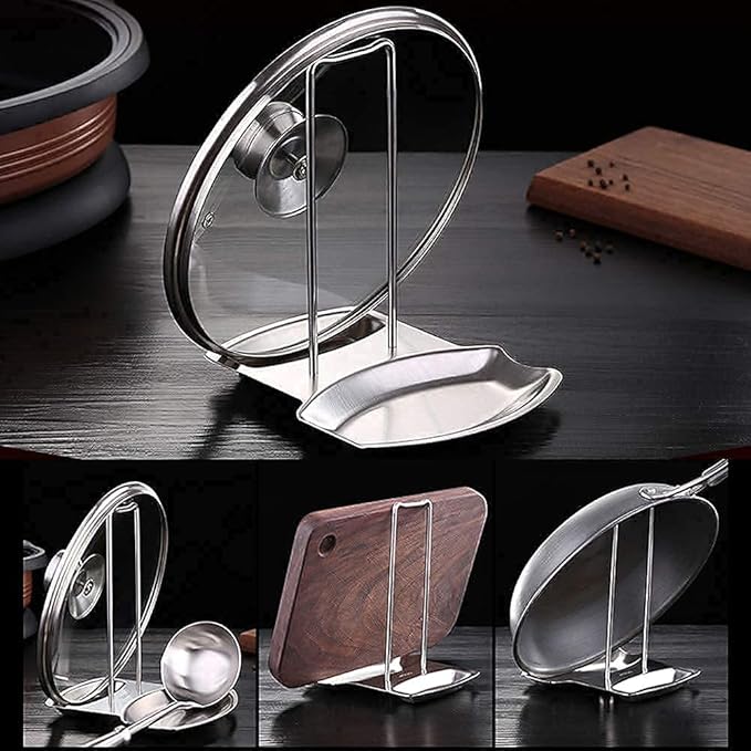 Pan Lid Holder Progressive Lid and Spoon Rest Shelf 304 Stainless Steel Pan Lid - Image 5