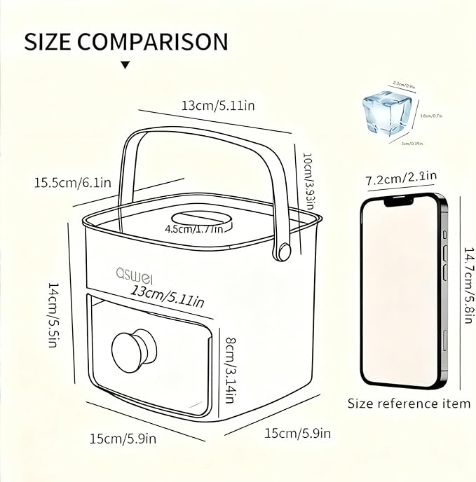 Compact Ice Cube Tray with Lid and Bin, Mini Press-Type Ice Cube Maker - Image 7