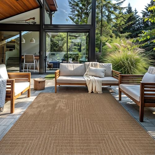 Rugshop Linear Jute-Style Indoor Outdoor Area Rug Sand/Natural 7'10"...