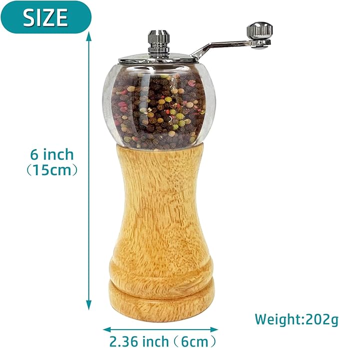 Salt and Pepper Grinder Set Hand Crank Salt and Pepper Mill Classical Wooden - Image 3