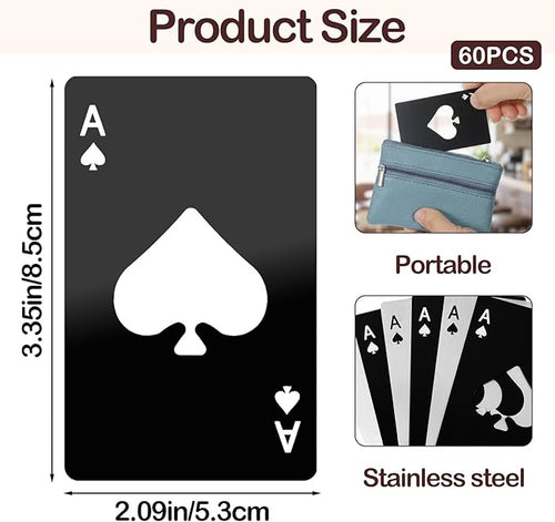 60Pcs Ace of Spades Bottle Openers, Poker Card Bottle Openers Portable - Image 2