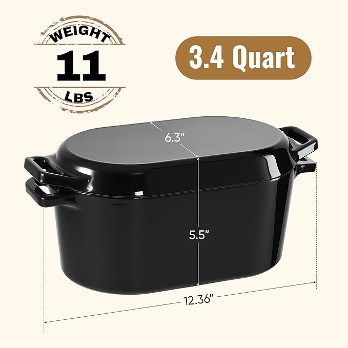 Dutch Oven for Bread Baking, 3.4 QT Bread Dutch Oven for Sourdough, Enamelled - Image 2