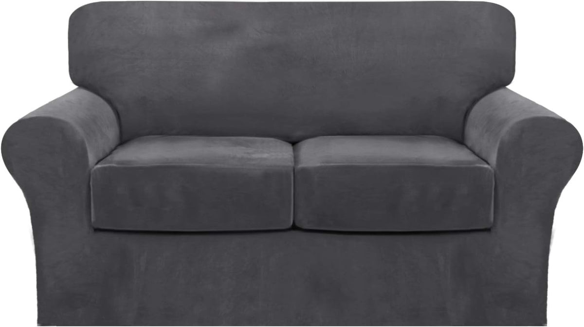 fantasdecor 3 piece sofa covers velvet for 2, main product view