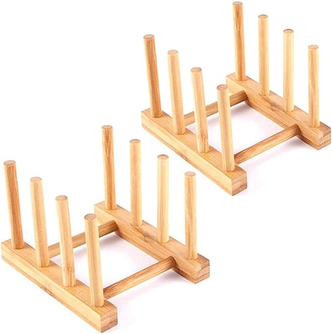 YWSHF 2 PCS Bamboo Wooden Dish Rack Dishes Drainboard Drying Drainer Storage by YWSHF
