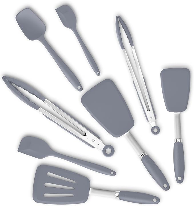 Silicone Spatulas Set Turners Tongs Cooking Utensils Set High Heat Resistant by ALLWIN-HOUSEWARE