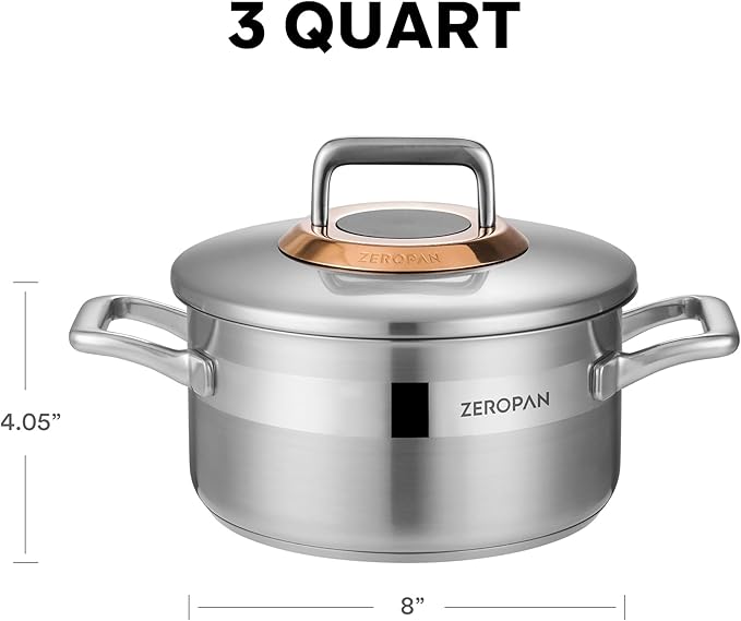 Hybrid Nonstick 3-Quart Stockpot, 8 Inch Stainless Steel Stockpot - Image 7