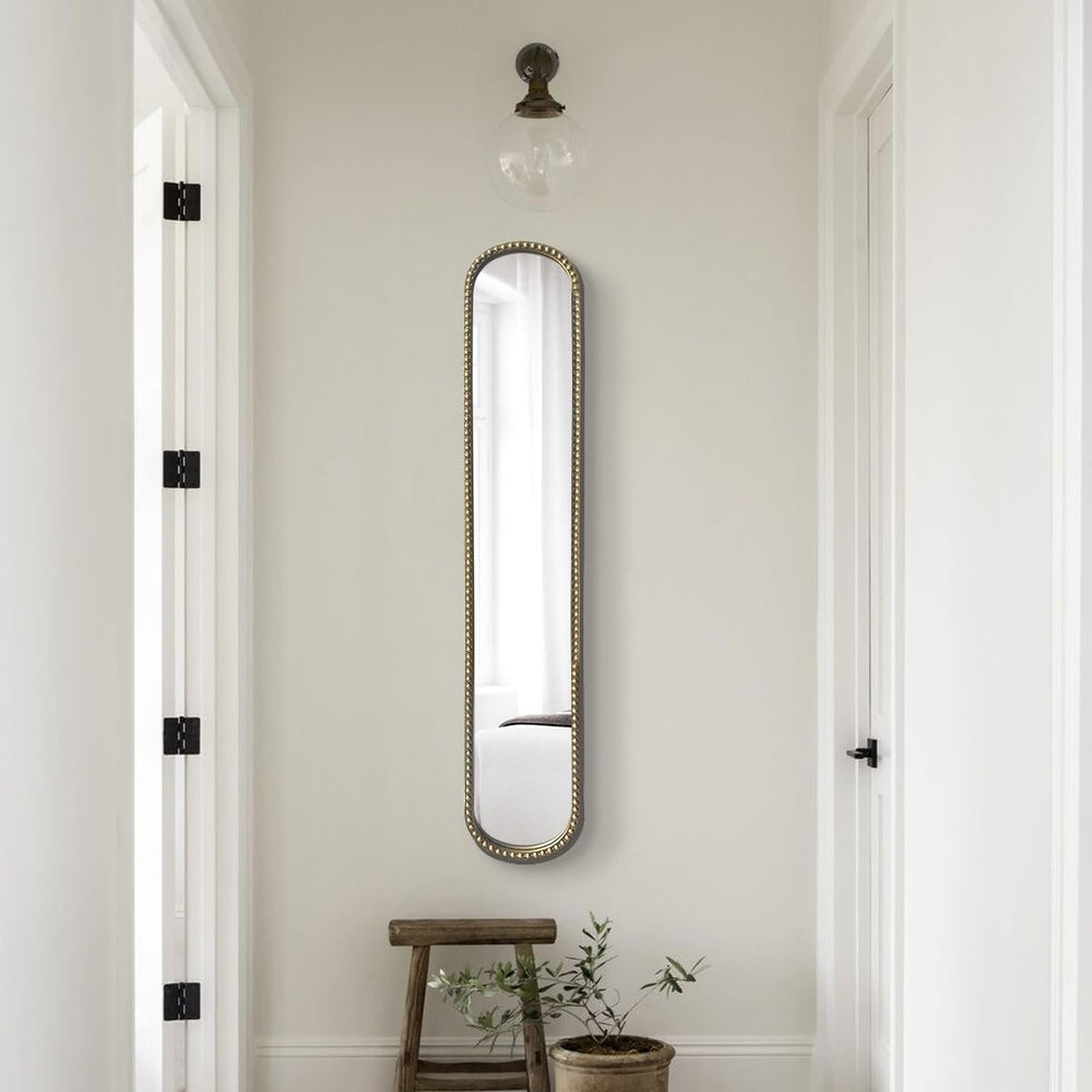 Long Skinny Mirror for Wall,Gold Narrow Oval Mirror for Entryway Bath,Metal F...