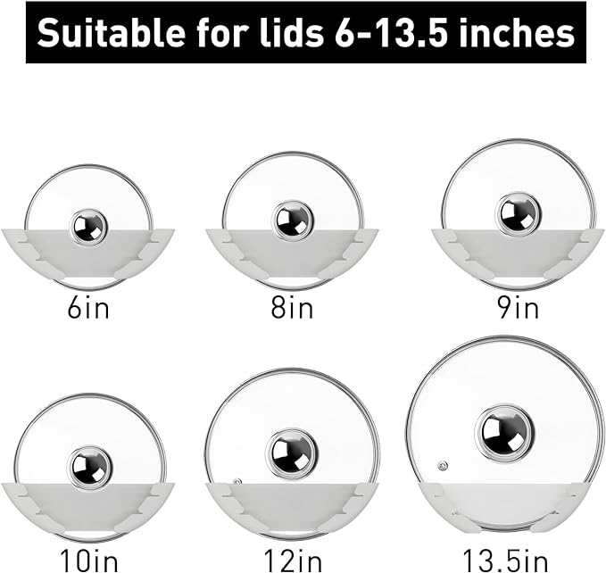 Universal Pot Lid Organizer for Cabinet, Fits 6" to 13.5" - Image 6