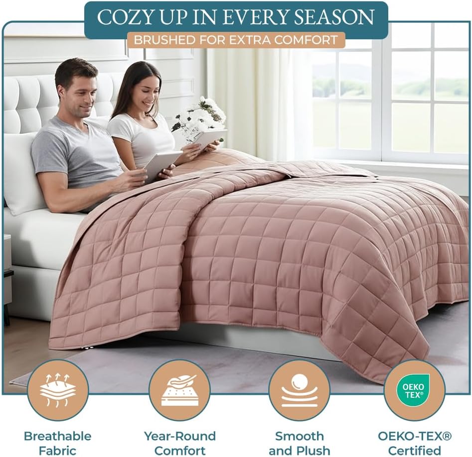 Casa Platino Blanket Queen Size, Down Alternative Quilted - Sepia Rose