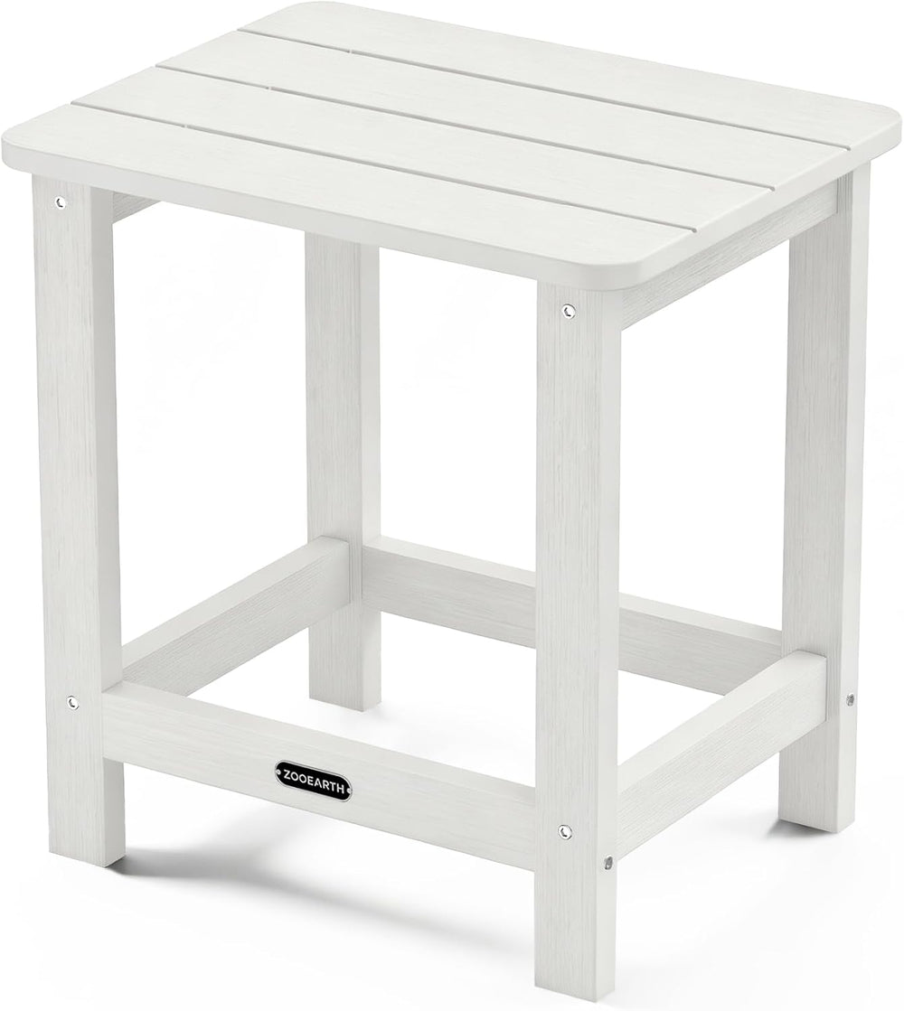 Square Outdoor Side Table, Patio End Table for Adirondack Chair, White