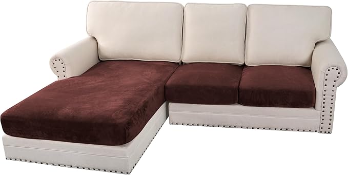 H.VERSAILTEX Velvet Stretch Sectional Couch Covers 3 Pieces Sofa Seat Cushion by HVERSAILTEX