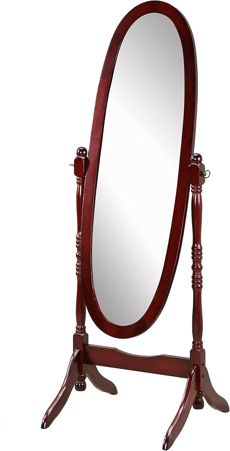 Roundhill Furniture Traditional Queen Anna Style Wood Floor Cheval Mirror, Ch...